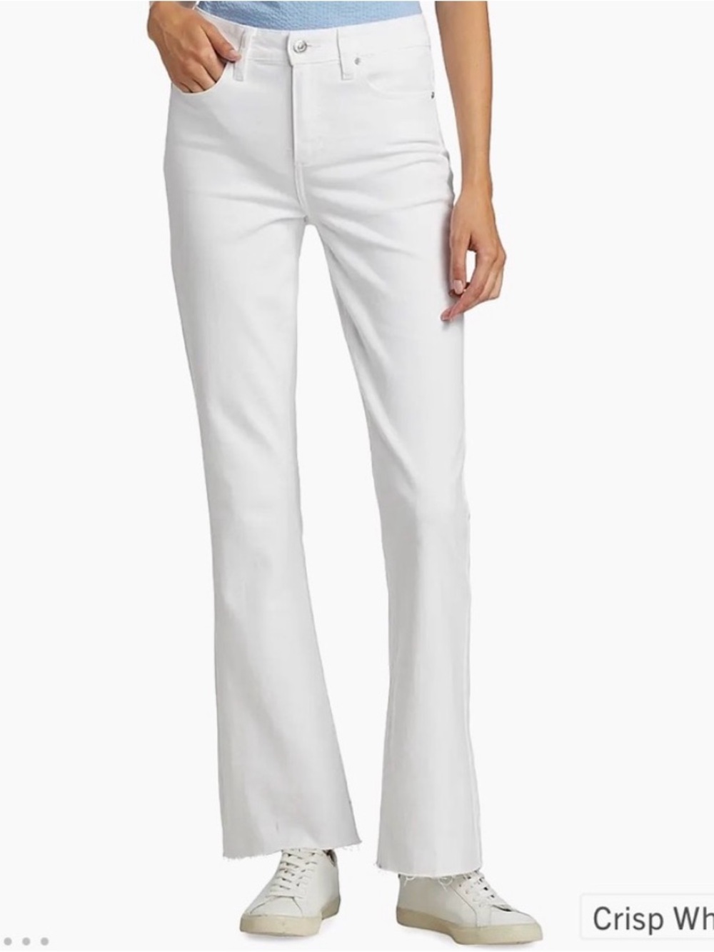 PAIGE White Flare Jeans “Claudine” Mid Rise Finished Hem Size 27